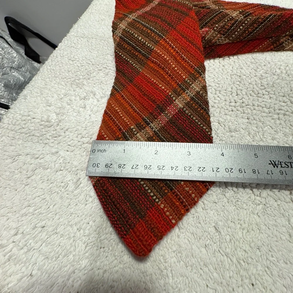 Vintage Maria Svatina Tie Orange Plaid Virgin Wool Handwoven Heritage Necktie